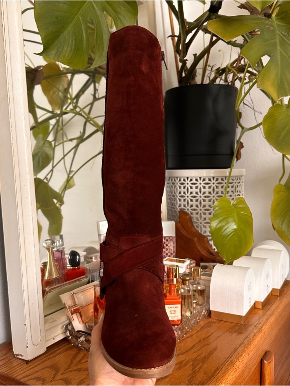 Jessica Simpson Women's Tall Suede Riding Boots in Deep Burgundy - Picture 5 of 9